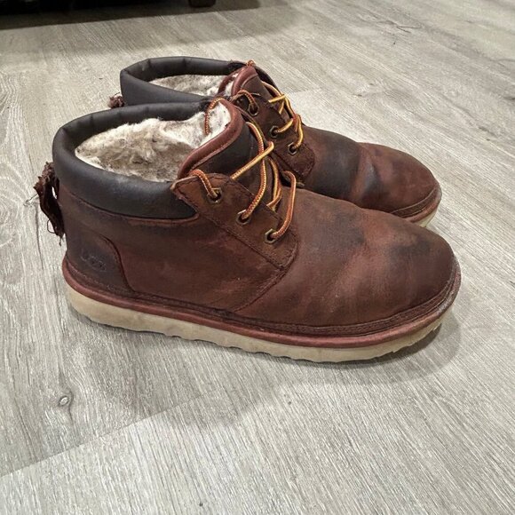 Ugg Men’s Brown Lace Up Neumel Utility Waterproof Ankle Boots Size 7 - Picture 3 of 6